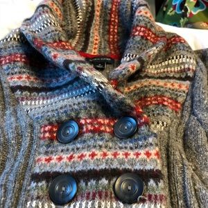 Gray cable-knit tunic fair isle pockets tunic